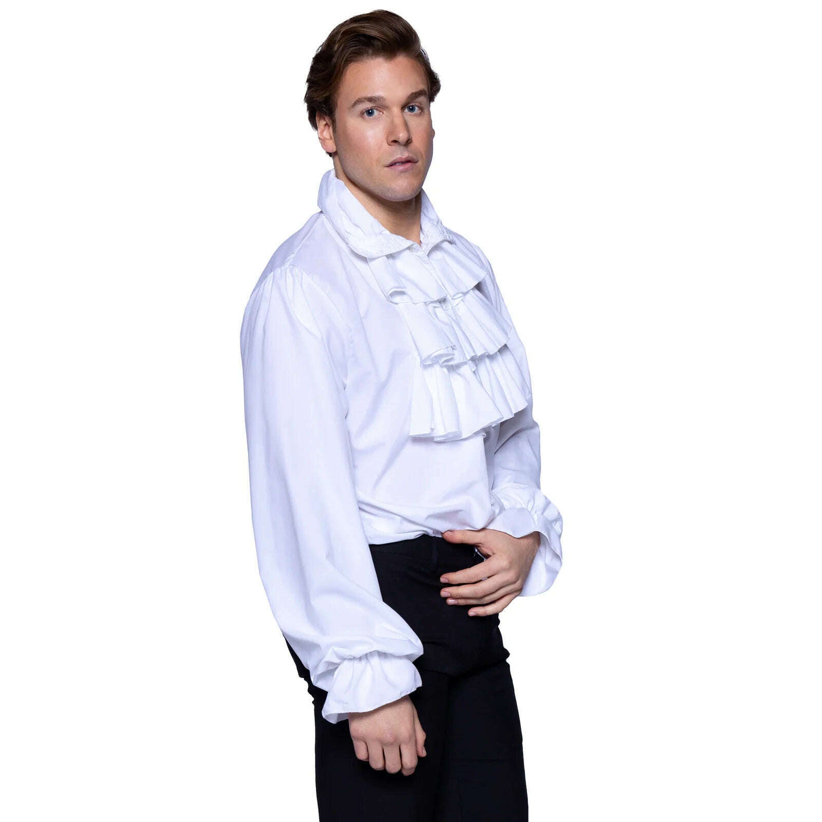 Men's White Ruffle Front Costume Shirt