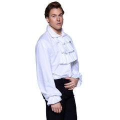 Men's White Ruffle Front Costume Shirt