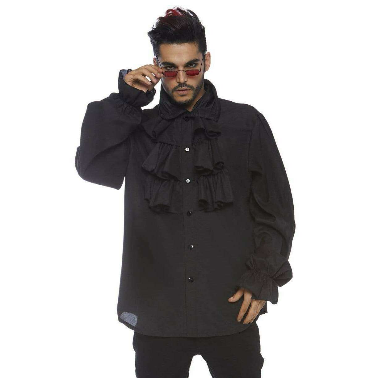 Men's Vintage Ruffle Collar Shirt - Long Sleeve Laced Blouse For Halloween & Costume Parties