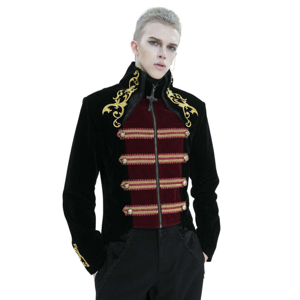 Military Styled Embroidered Frock Men's Tailcoat