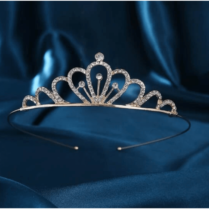 Mini Gold Round Rhinestone Elegant Tiara