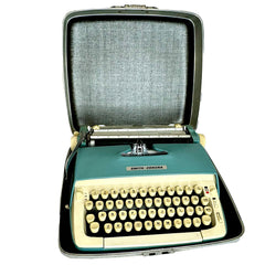 Antique Blue Smith Corona Typewriter Prop with Case