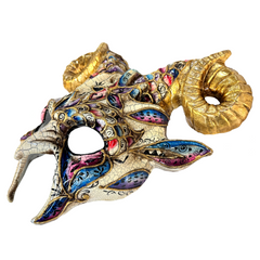 Ornate Goat Horn Masquerade Mask