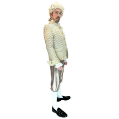 Medieval Wealthy White Gold Prince Men's Costume