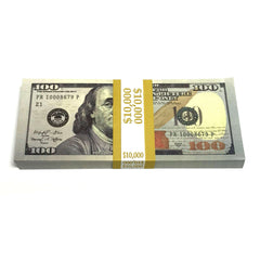 Money Prop - New Style $100's Crisp New $10,000 Full Print Stack