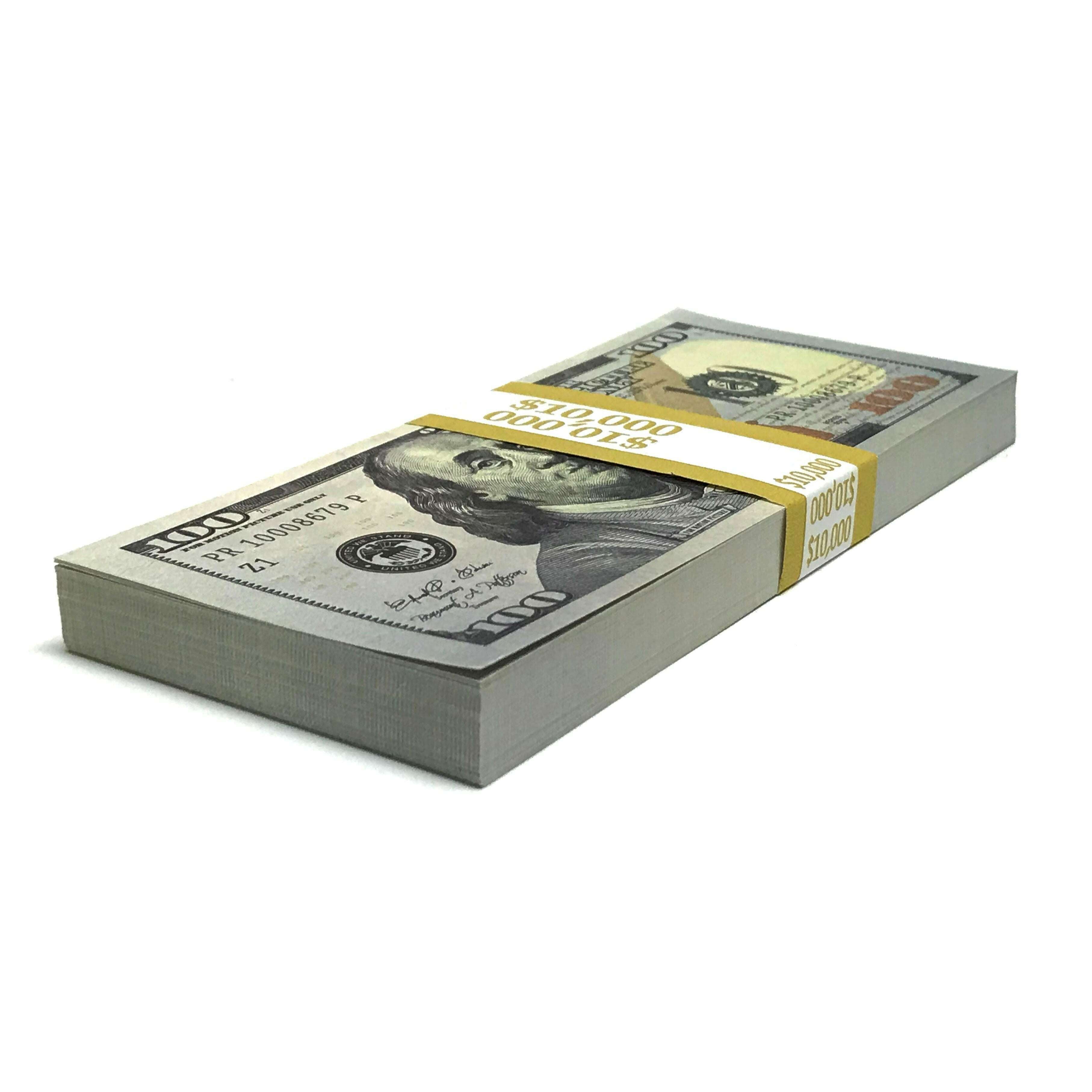 Money Prop - New Style $100's Crisp New $10,000 Full Print Stack