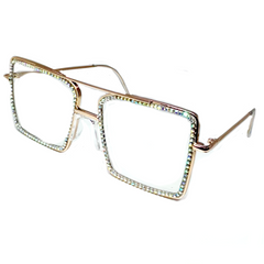 Square Gem Frame Glasses