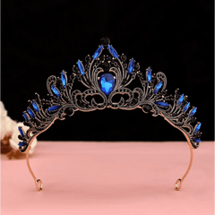 Mysterious Blue and Black Rhinestone Tiara