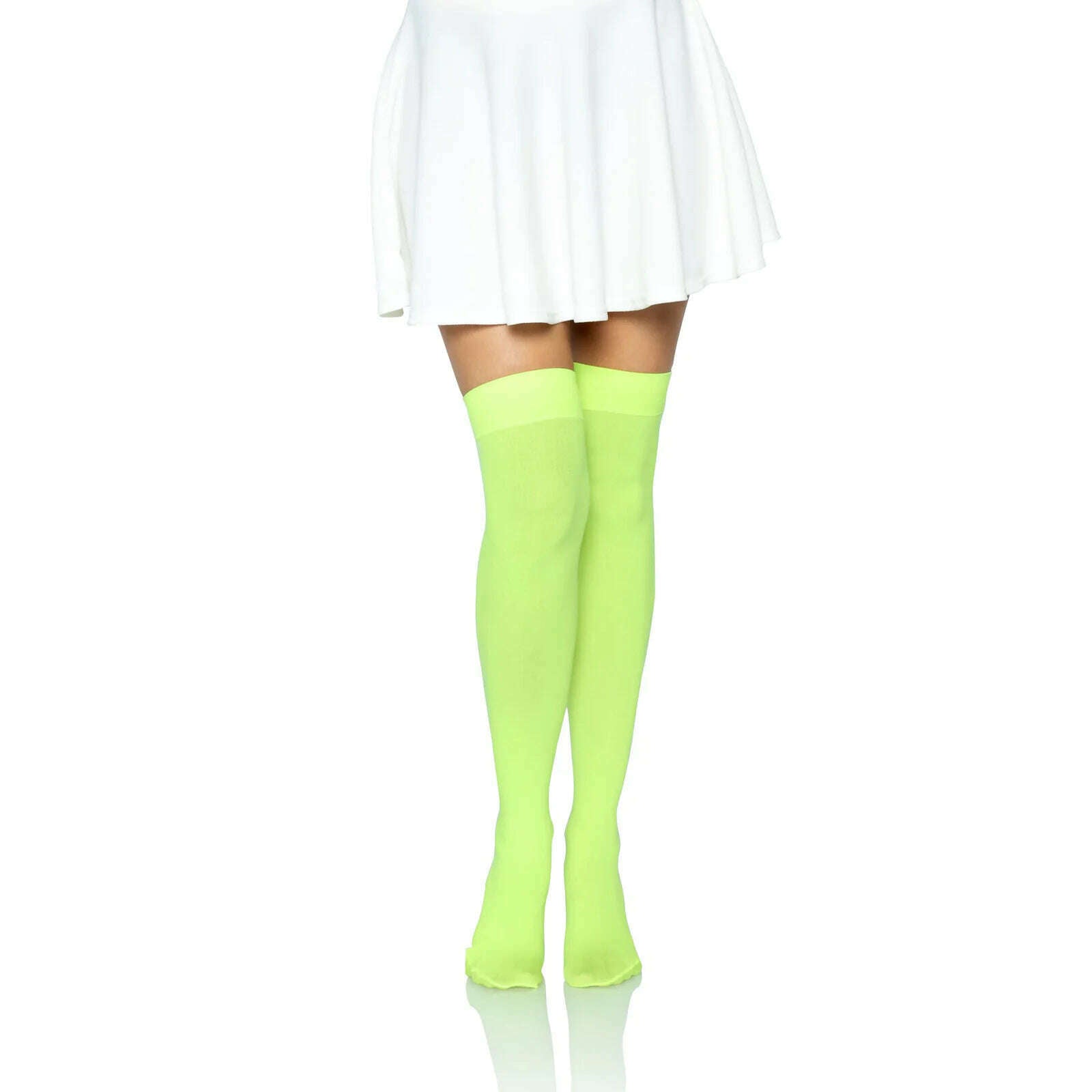 Neon Opaque Nylon Thigh High Stockings