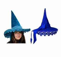 Blacklight Reactive Moon and Star Witch Hat