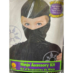 Ninja Accessory Kit w/ Hood, Face Scarf & Plastic Ninja Stars