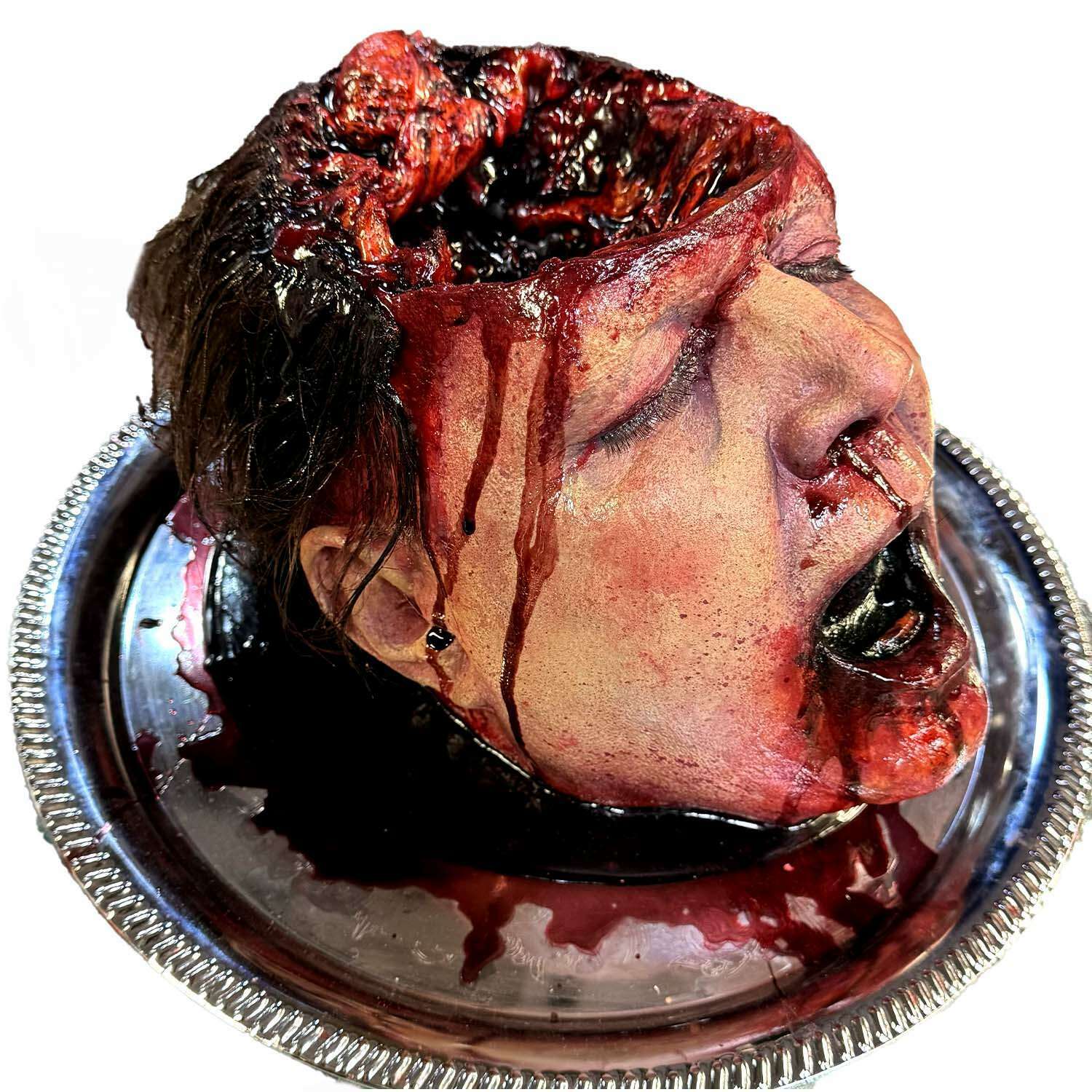 No Brain Chuck Bloody Severed Head On Platter Prop