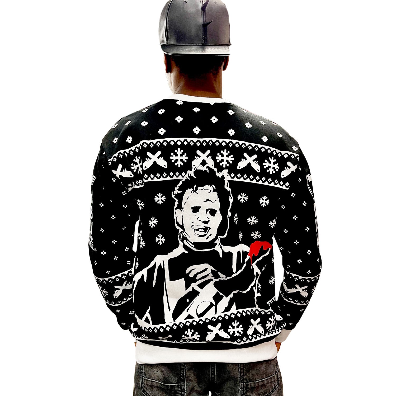 The Texas Chainsaw Massacre Leatherface Holiday Sweater with Screen Printed Graphics