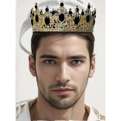 Onyx Studded Gold King Crown