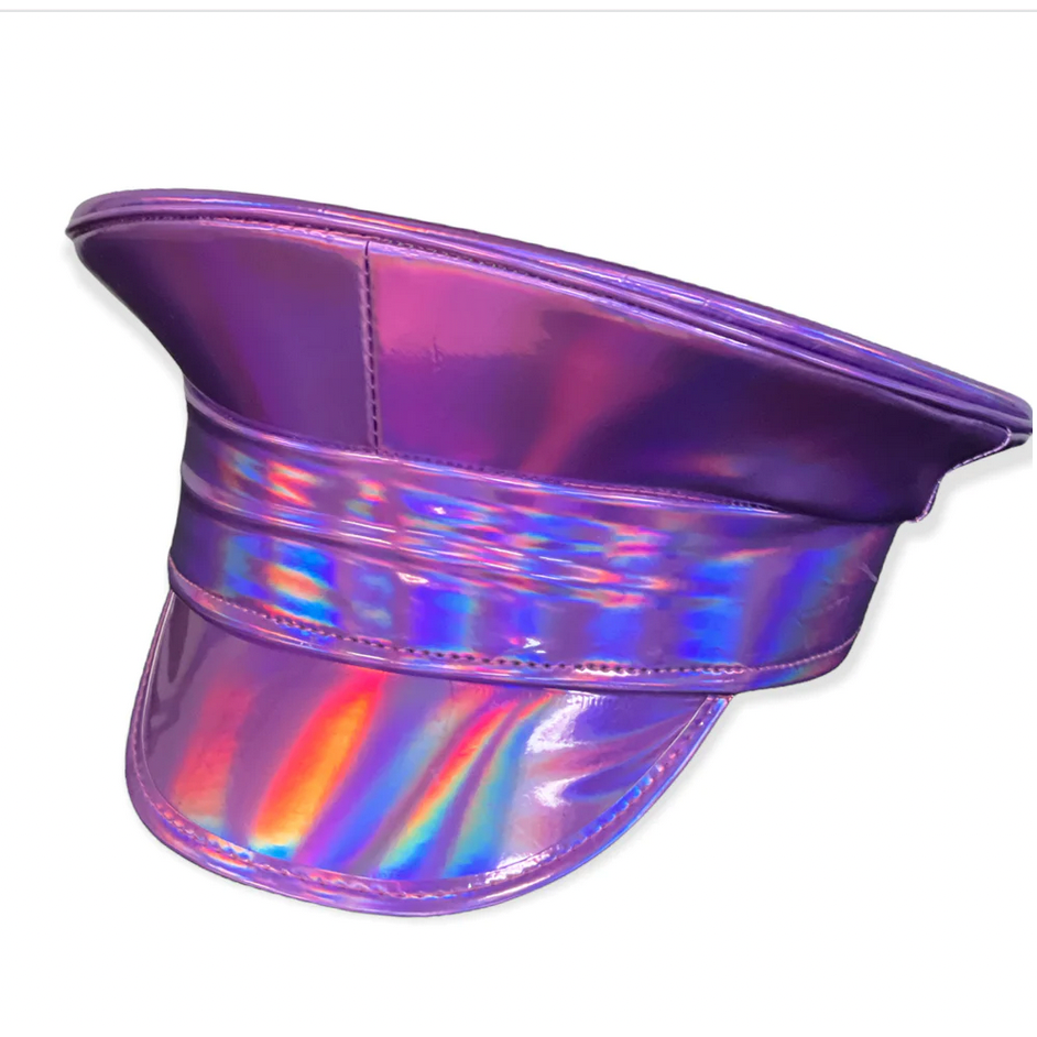 Patent Neon Rainbow Captain Hat