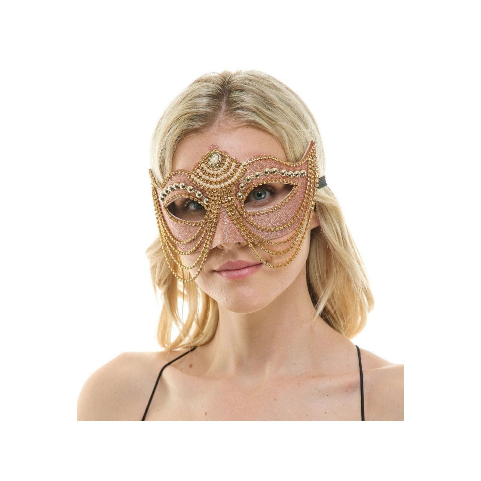 Pearly Chained Venetian Mask – AbracadabraNYC