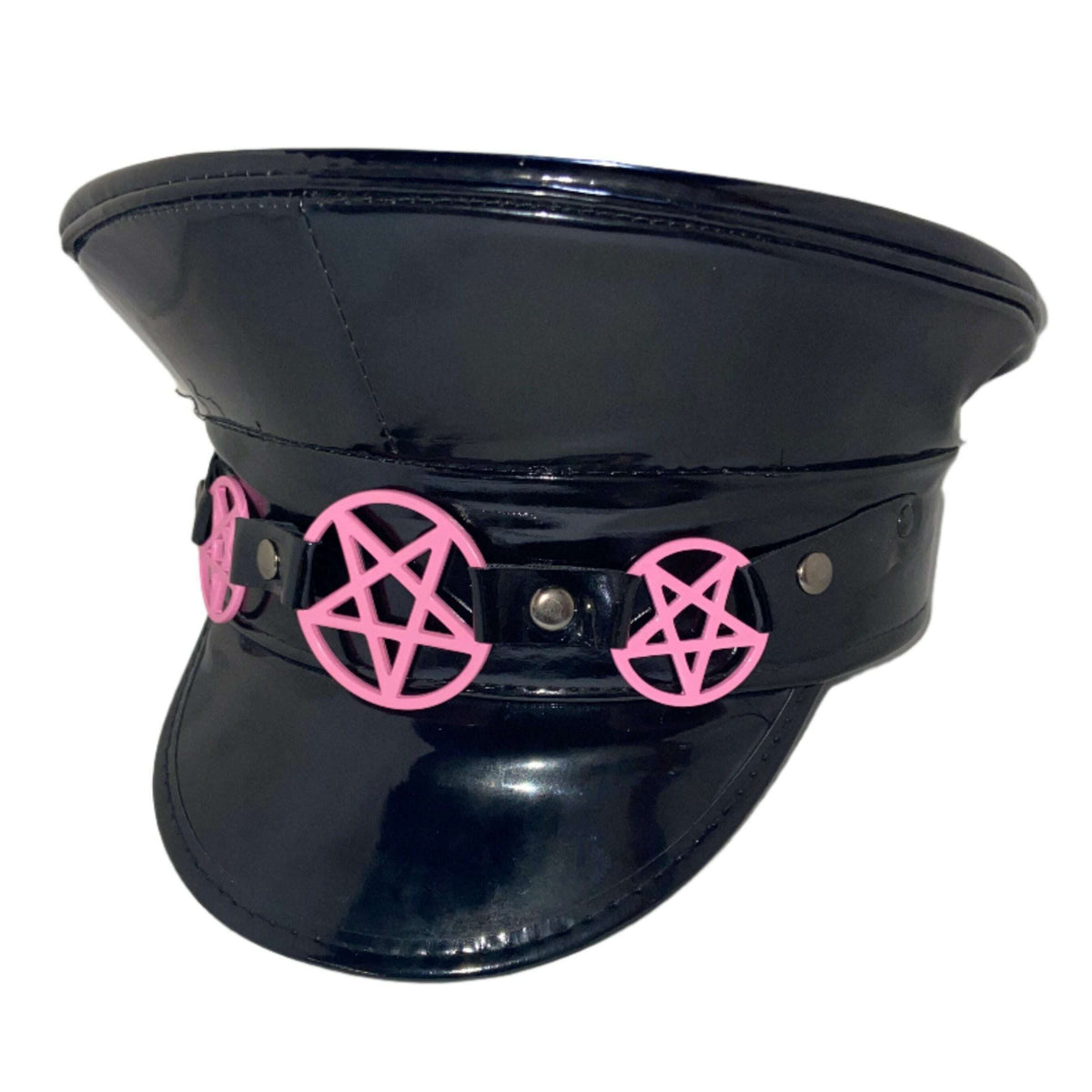 Pentagram Black Patent Captain Hat