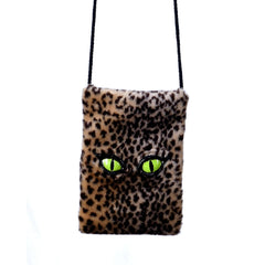 Pet Me Purse: Latex Cat Eyes Caveman Leopard Print Furry Purse