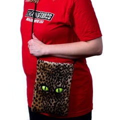 Pet Me Purse: Latex Cat Eyes Caveman Leopard Print Furry Purse