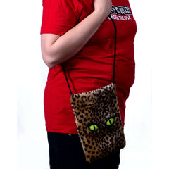 Pet Me Purse: Latex Cat Eyes Caveman Leopard Print Furry Purse