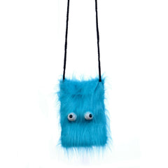 Pet Me Purse: Latex Googly Eyes Blue Furry Purse