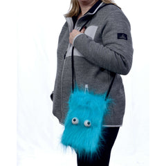 Pet Me Purse: Latex Googly Eyes Blue Furry Purse