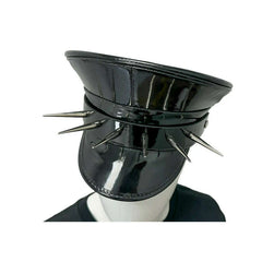 Pin Spiked Patent Black Captain Hat