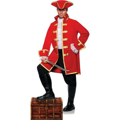 Pirate Captain w/ Red Velvet Coat & Hat Adult Costume