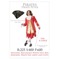 Pirate Peter The Greater Adult Costume XL RENT