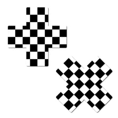 Plus X: Black & White Checker Cross Nipple Pasties