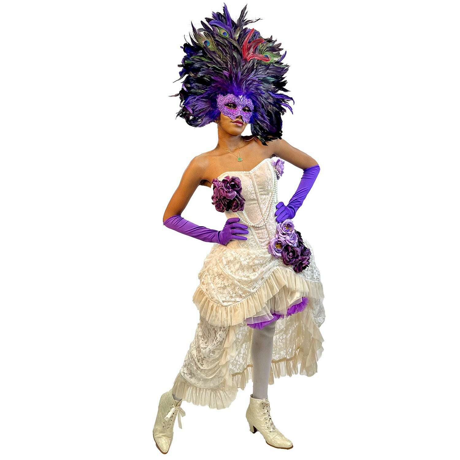 purple colonial dress Girls Colonial Dress with double flounce at sleeve,Plus Mob Cap /(PLEASE read full details in ad)
