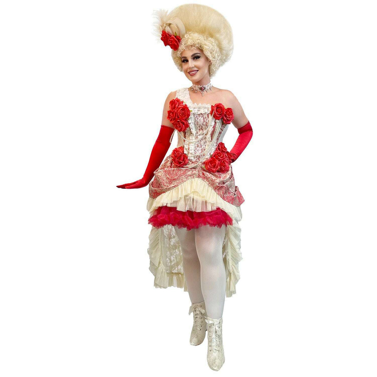 Premiere Colonial Ballroom Red Flower Dress Women's Costume