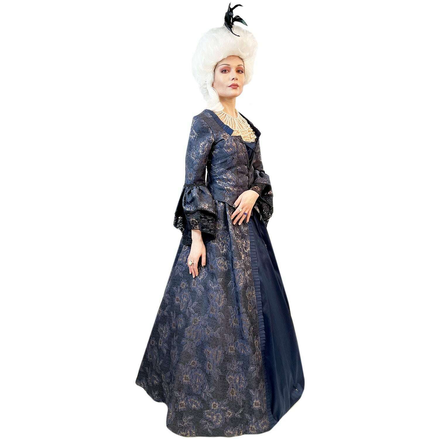 blue colonial dress American Girl Felicity inspired 1770s gown by The Couture Courtesan