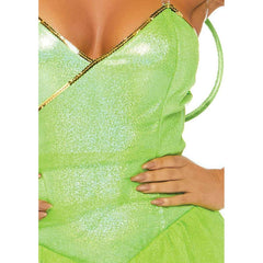 Pretty Pixie Green Shimmer Dress & Wings Adult Costume