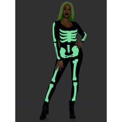 Printed Glow In The Dark Skeleton Adult Catsuit