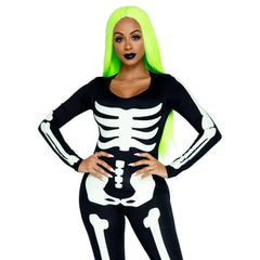 Printed Glow In The Dark Skeleton Adult Catsuit