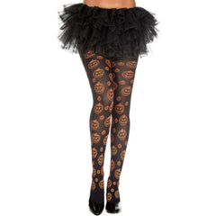 Pumpkin Pattern Sheer Orange & Black Pantyhose