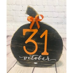 October 31 Pumpkin Farmhouse Halloween Decor Shelf Sitter