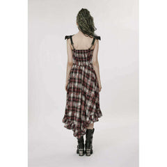 Punk Armored Shoulder Plaid Dress