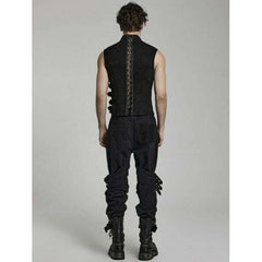 Punk Rave Buckle Mesh Panel Suede Vest