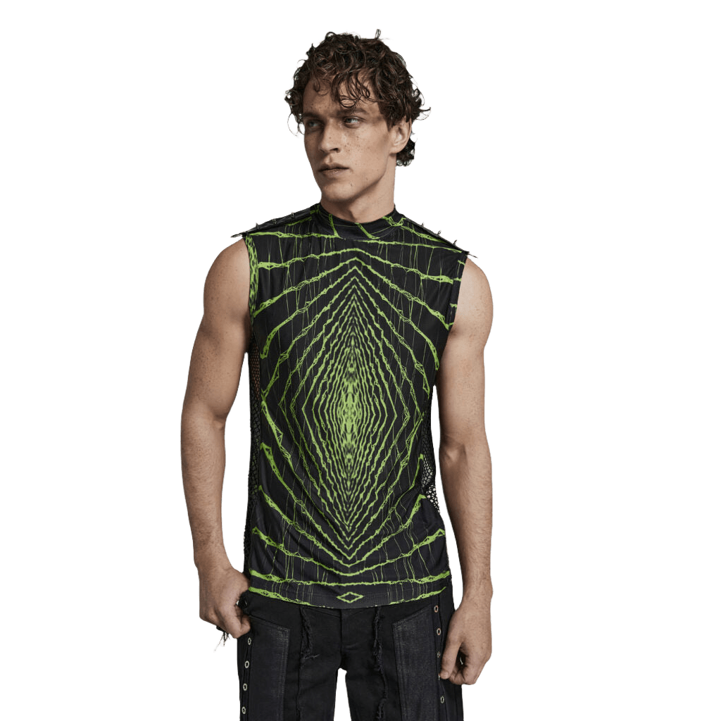 Punk Rave Cyber Graphic Print Tank Top