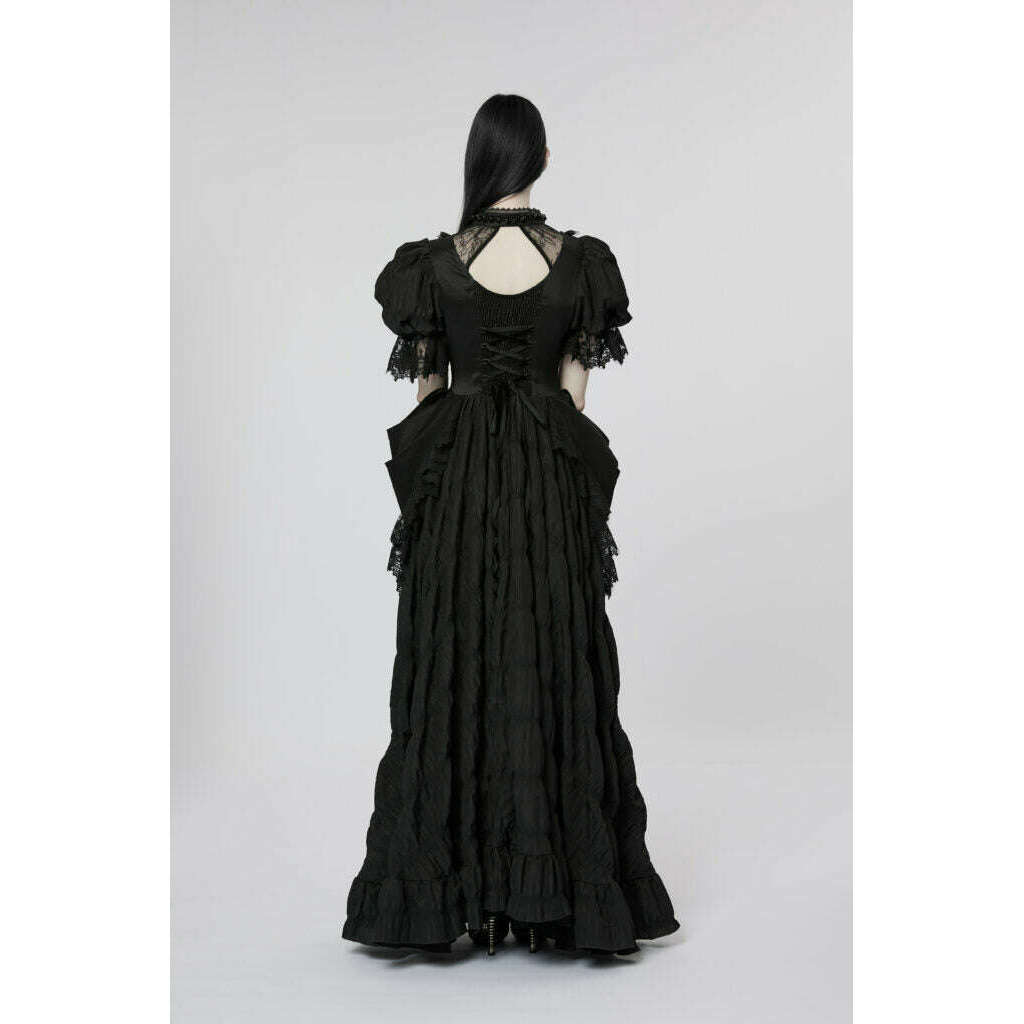 Punk Rave Gothic Pleated Maxi Dress