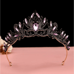 Purple Crystal and Black Rhinestone Tiara