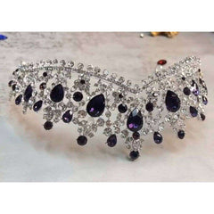 Purple Rhinestone Silver Wedding Tiara