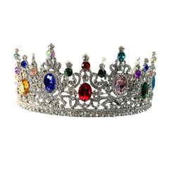 Rainbow Rhinestone Silver Crown