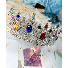 Rainbow Rhinestone Silver Crown