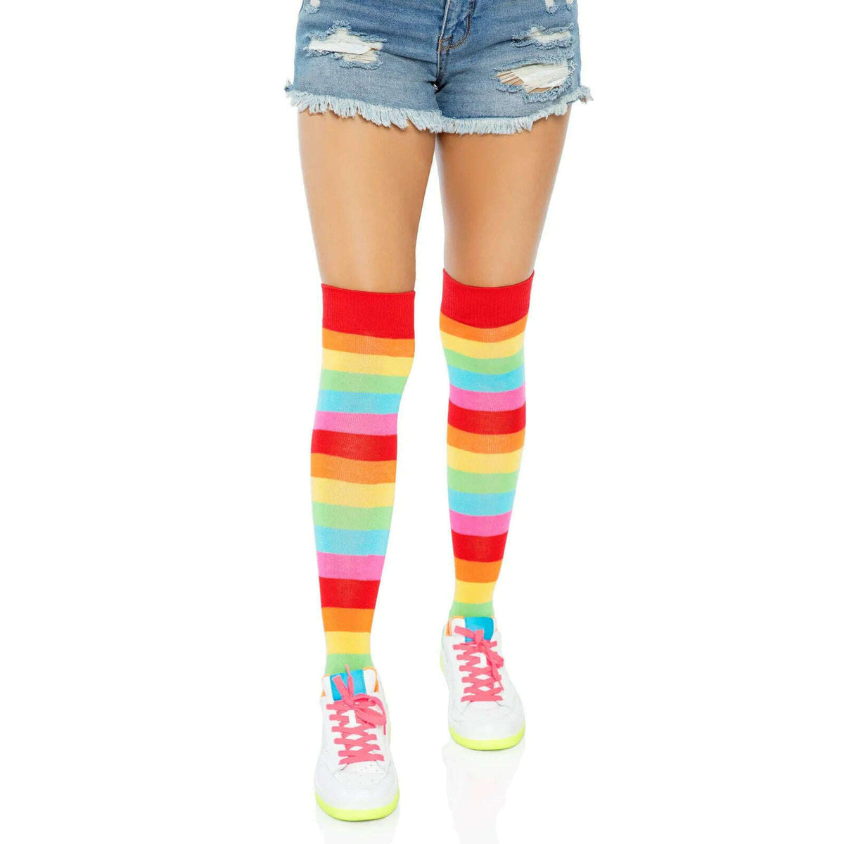 Rainbow Thigh High Stockings