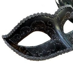 Constance Small Black Peacock Venetian Mask