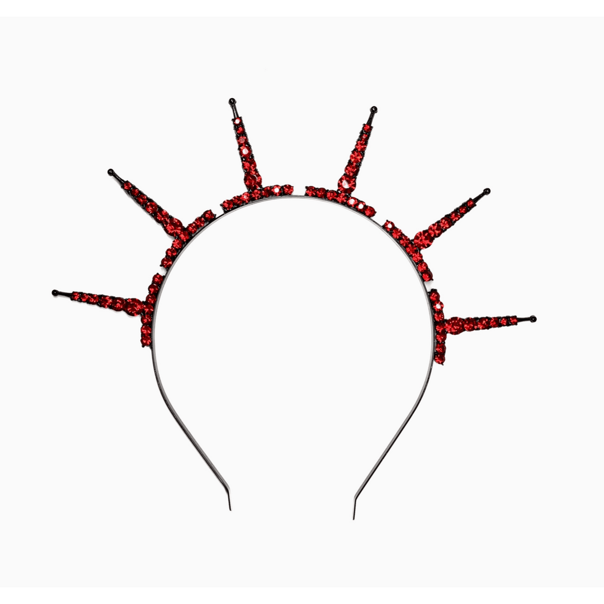 Red and Black Sunburst Spiked Crystal Headband