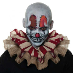 Red and White Evil Clown Burlap Ruffle Collar